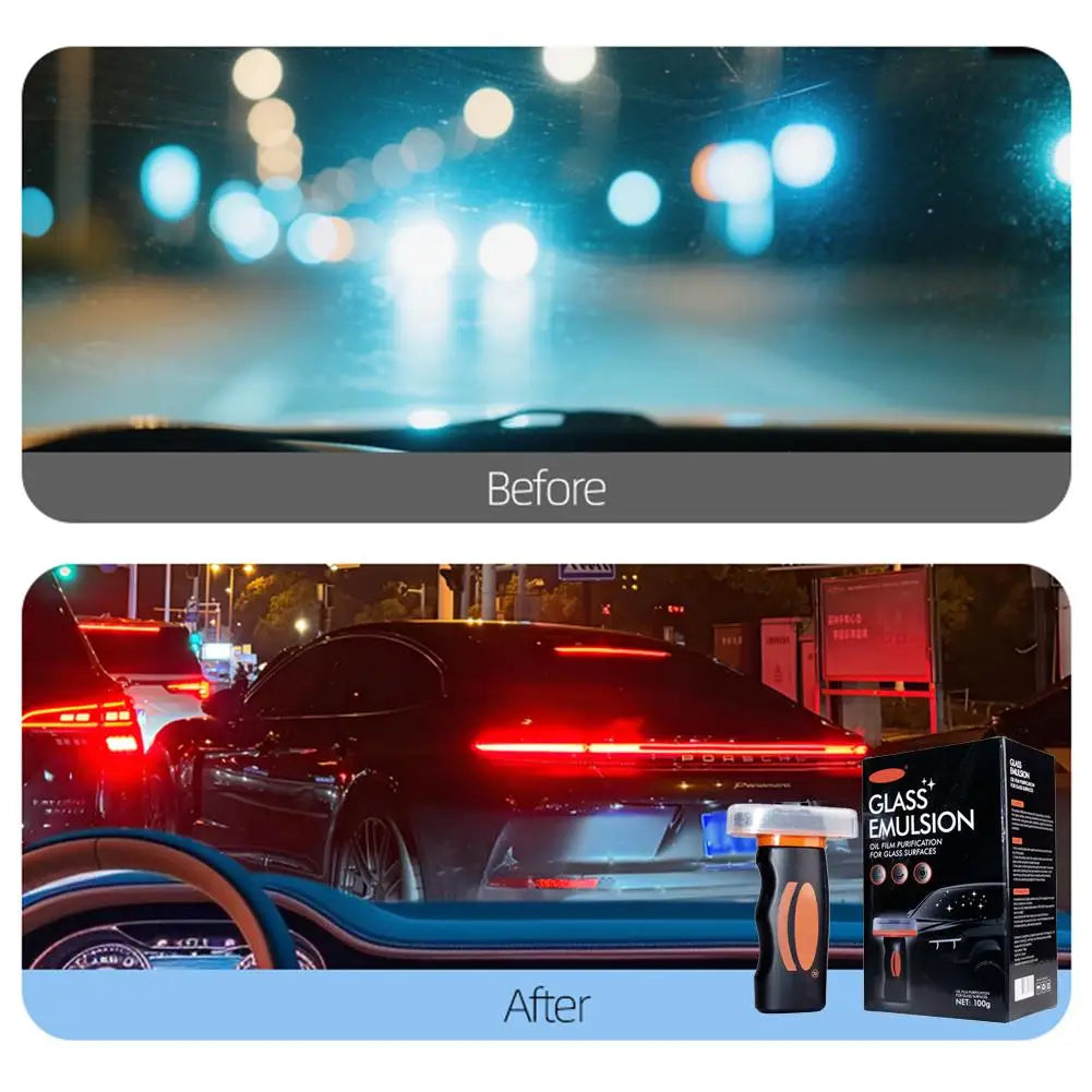 GlassPure™ — Applicateur Anti-Pluie & Anti-Film Gras pour Vitres Auto