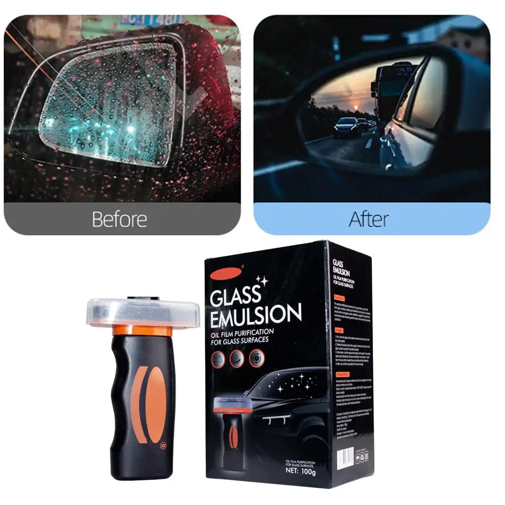 GlassPure™ — Applicateur Anti-Pluie & Anti-Film Gras pour Vitres Auto
