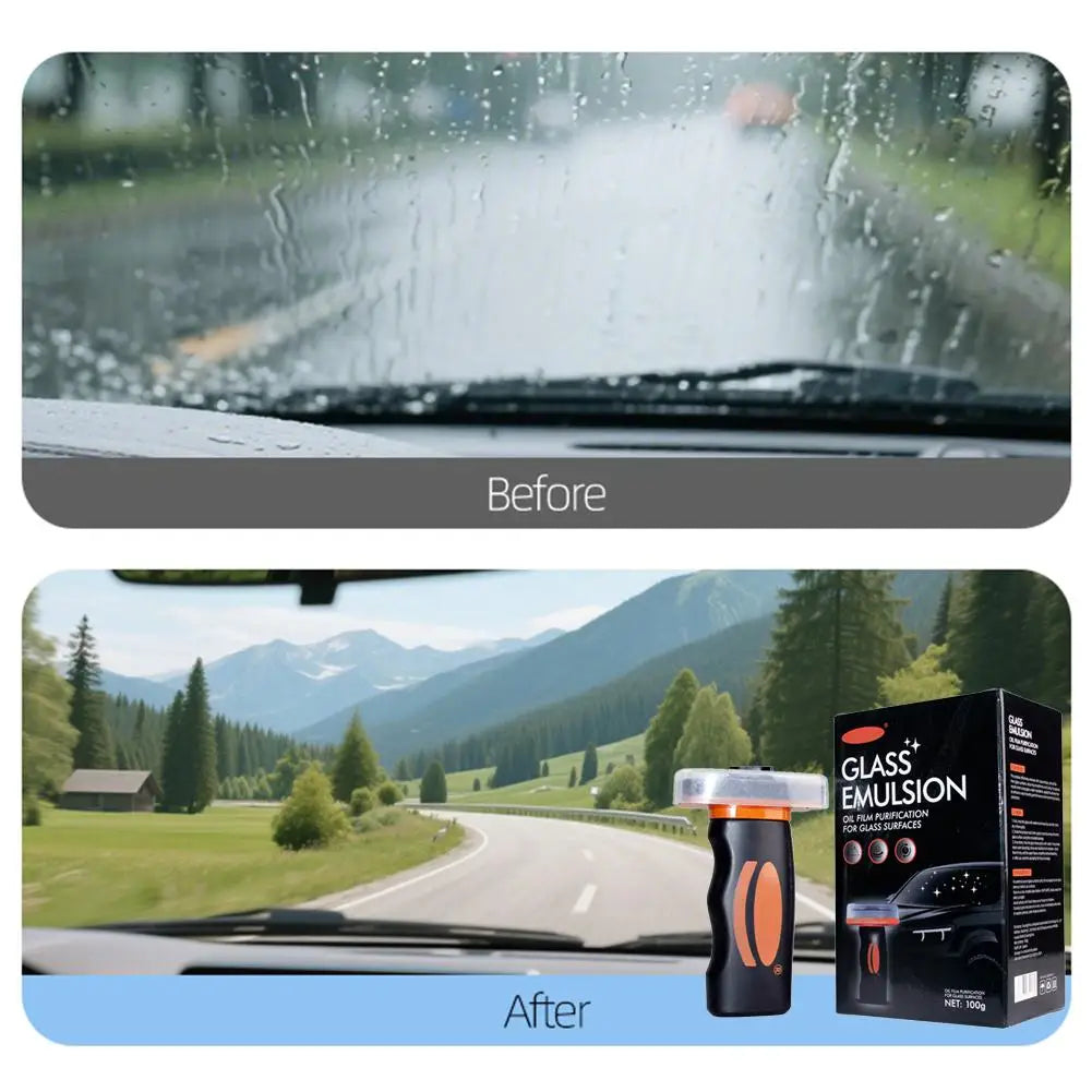 GlassPure™ — Applicateur Anti-Pluie & Anti-Film Gras pour Vitres Auto